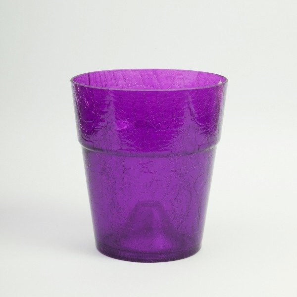 Doniczka szklana osłonka - fioletowy mrożona śr. 14 cm