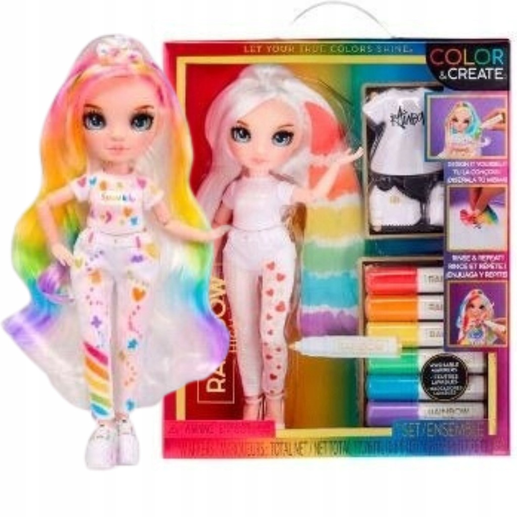 MGA Lalka Rainbow High Color & Create - Zabawka DIY - Lalka do ...