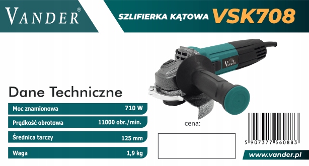 Купить Угловая шлифовальная машина Vander VSK708 710w 125мм!!!: отзывы, фото, характеристики в интерне-магазине Aredi.ru