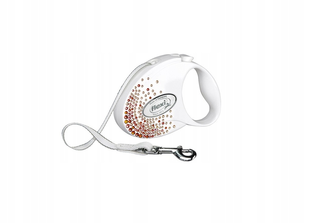 FLEXI Smycz Glam Splash Orient, S Taśma 3 m, biała