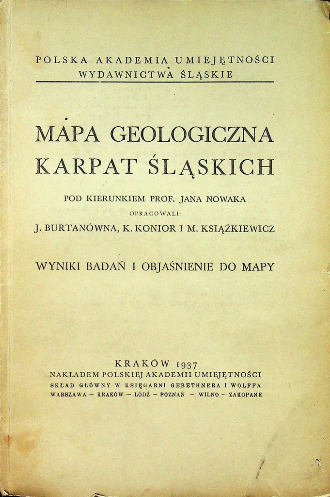 Mapa geologiczna Karpat Śląskich 1937 r