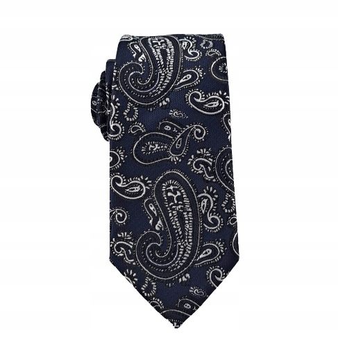 Elegancki krawat granatowy 6 cm wzór prezent
