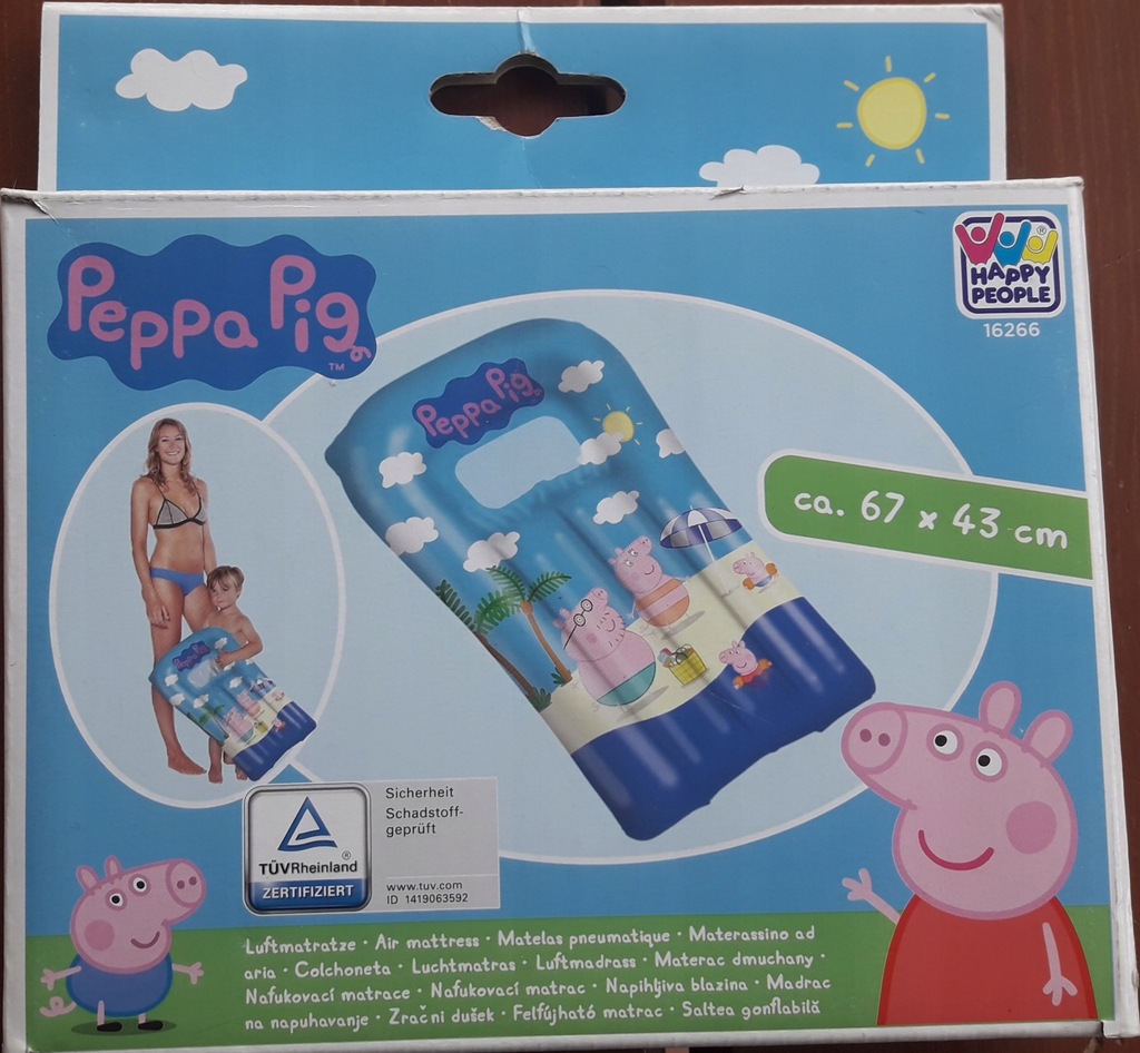 Materac do pływania dla dzieci Peppa Pig 67x43 cm