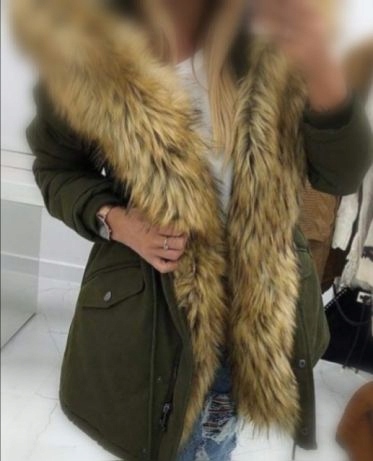 Parka khaki beige chicaca 38 futerko