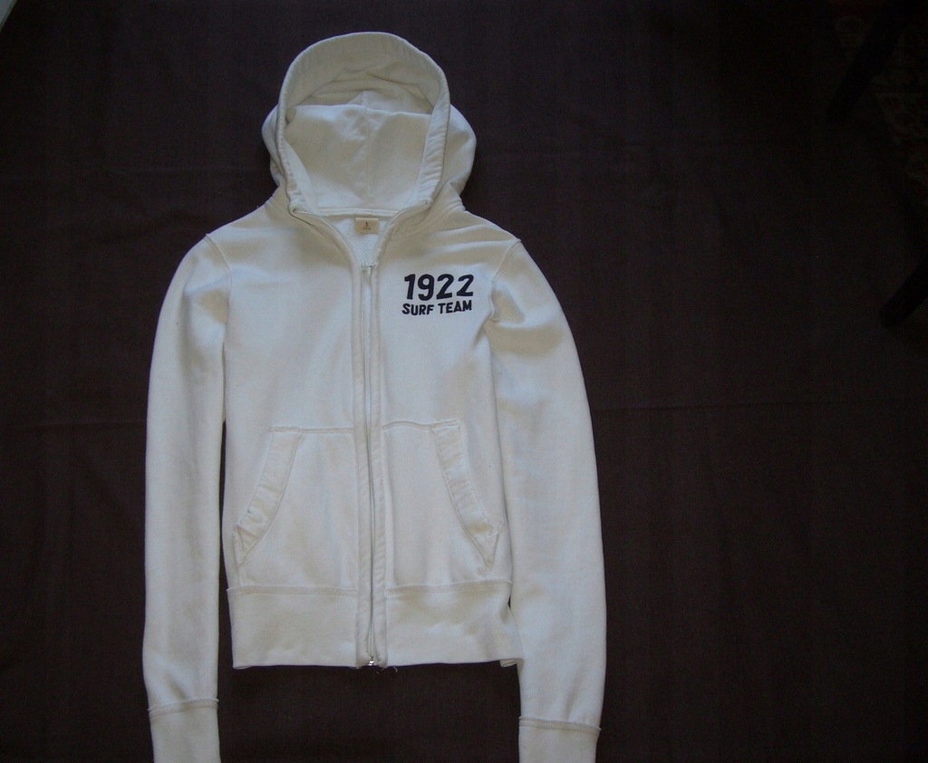 HOLLISTER_Męska BLUZA HOODIE BIAŁA_ Abercrombie _S