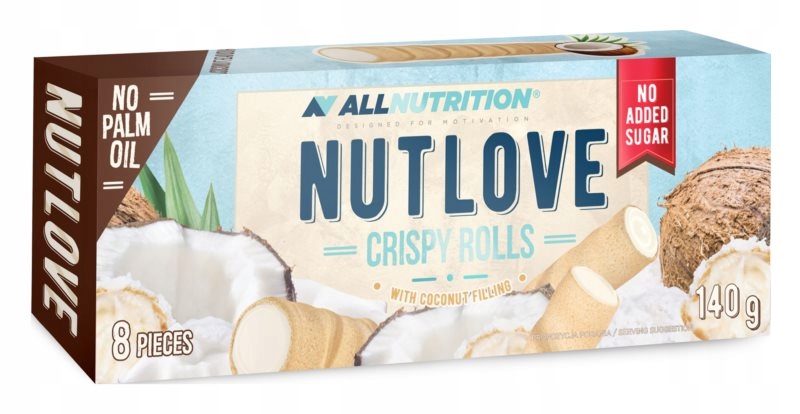 Allnutrition Nutlove Crispy Rolls wafel bez dodatku cukru smak Coconut 140