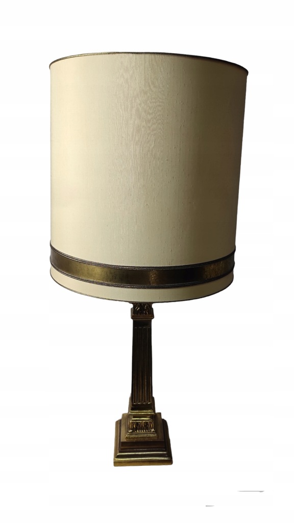 lampa kolumnowa złota stylowa duży abażur stołowa 82 cm