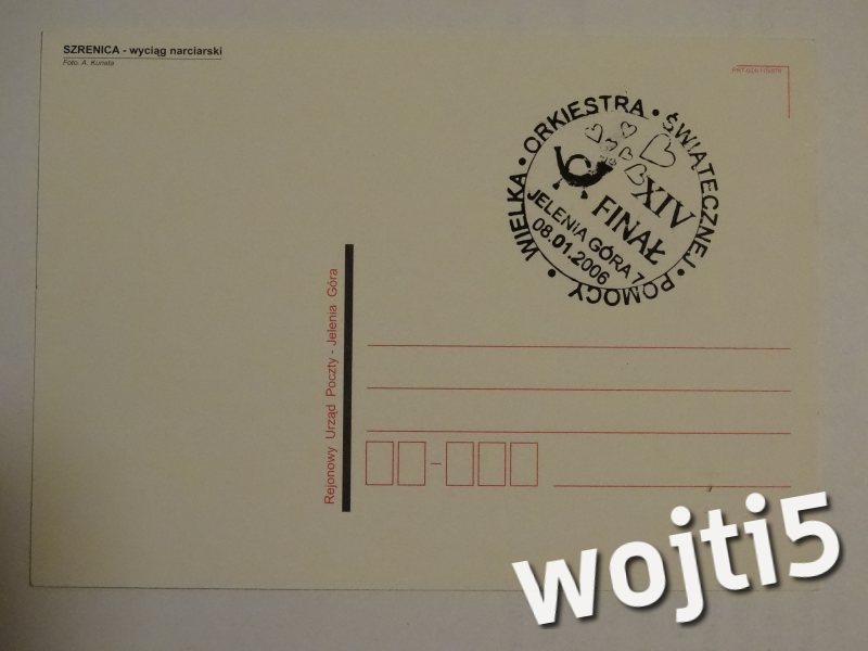 Karta pocztowa - XIV finał WOŚP Jelenia Góra