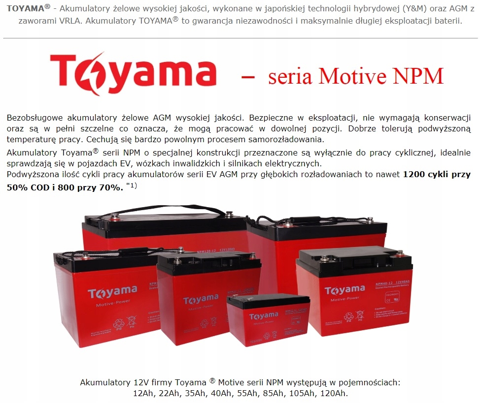 Купить  zel AGM Toyama 22Ah 12V Deep Cycle: отзывы, фото и .