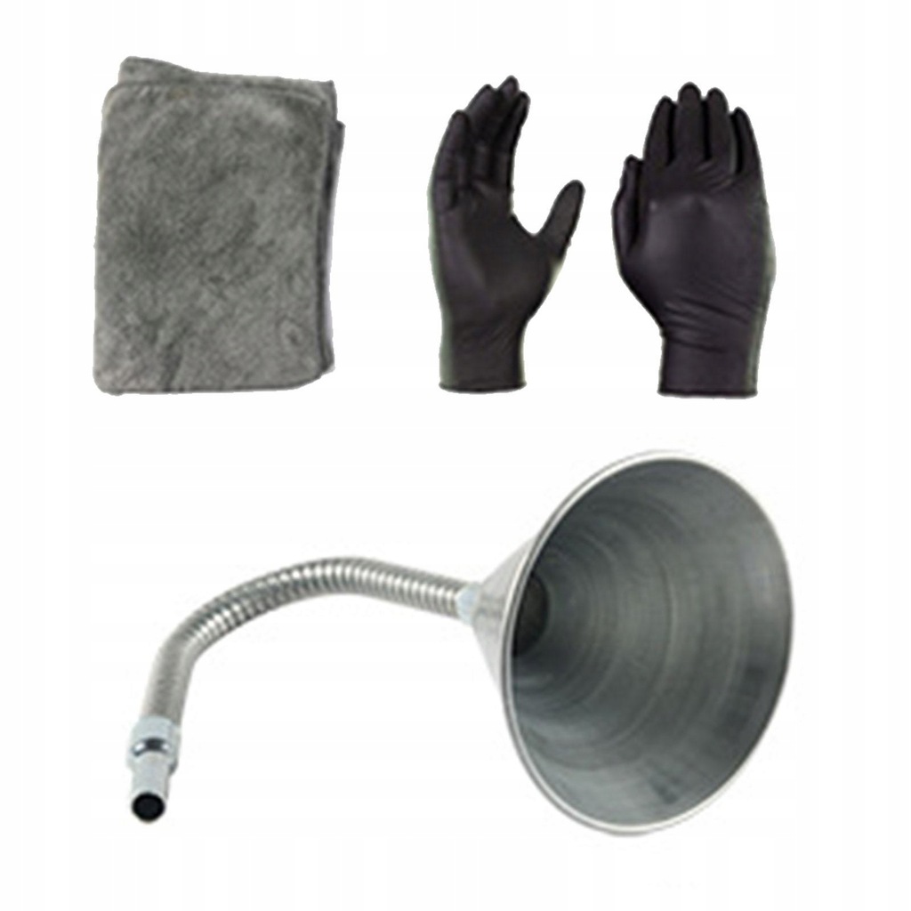 Generic Bendable Spout Funnel Steel Automotive Funnel for With Towel Gloves