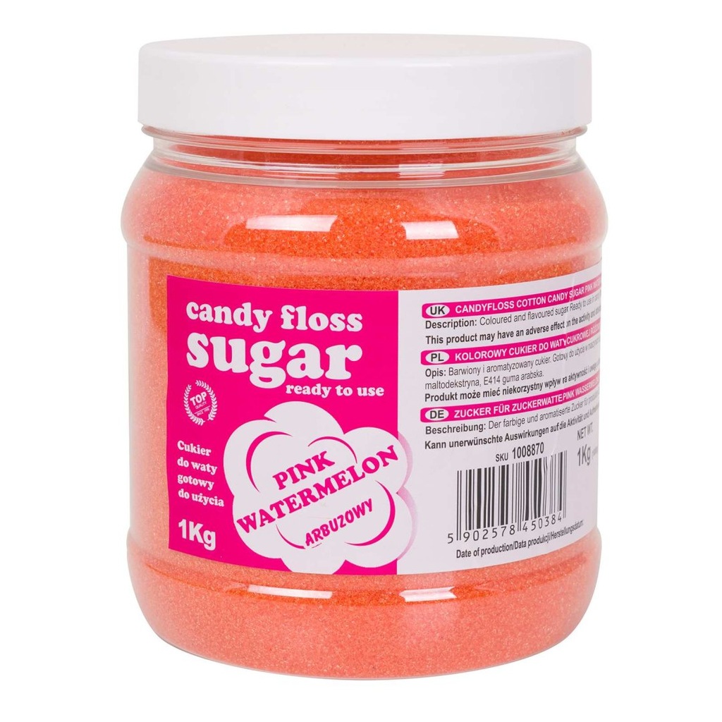 Kolorowy cukier do waty cukrowej różowy o smaku ar