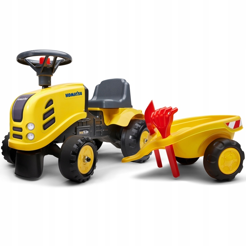 FALK Traktorek Baby Komatsu Żółty z Przyczepką + a