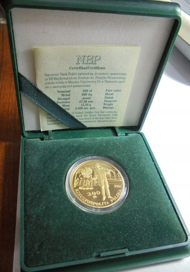 złota moneta Polska 200 złotych Henryk Wieniawski