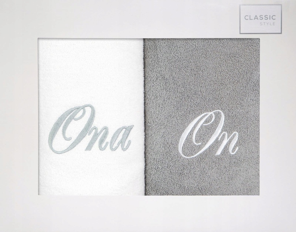 Komplet ręczników ON ONA biało-srebrny 70x140