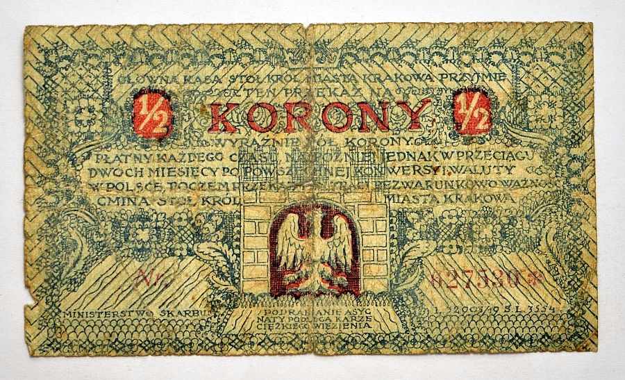 NOTGELD KRAKÓW 1/2 KORONY 1919