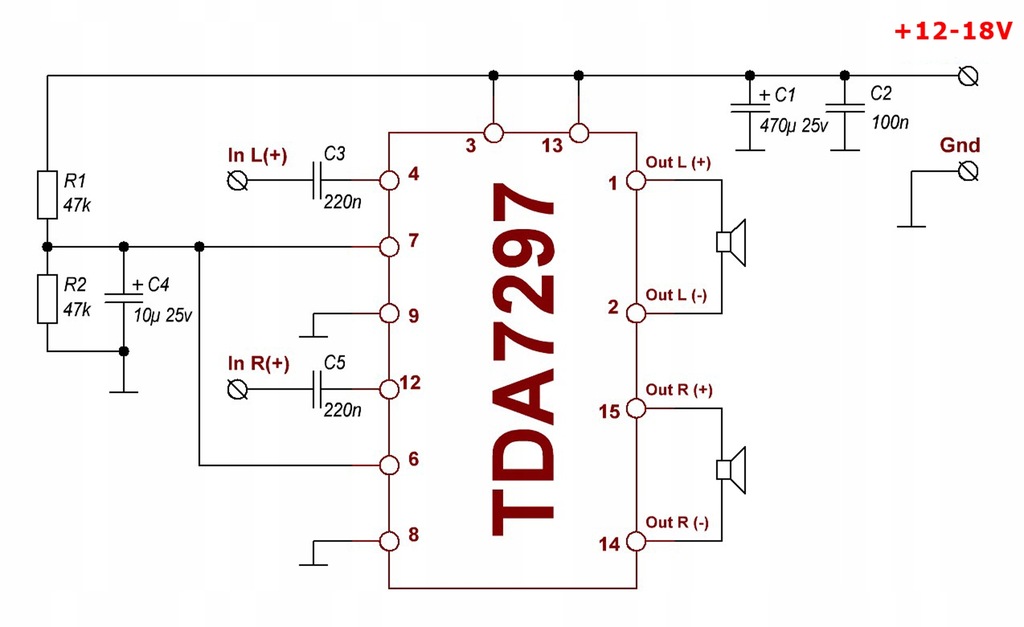 Tda7297 схема усилителя