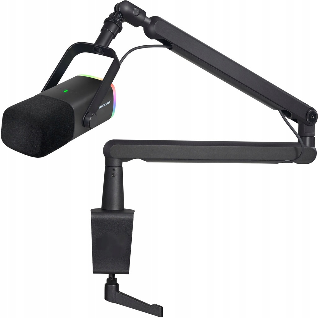 MIKROFON DO KOMPUTERA GAMINGOWY RGB USB XLR + RAMIE BIURKOWE MOZOS TAM8