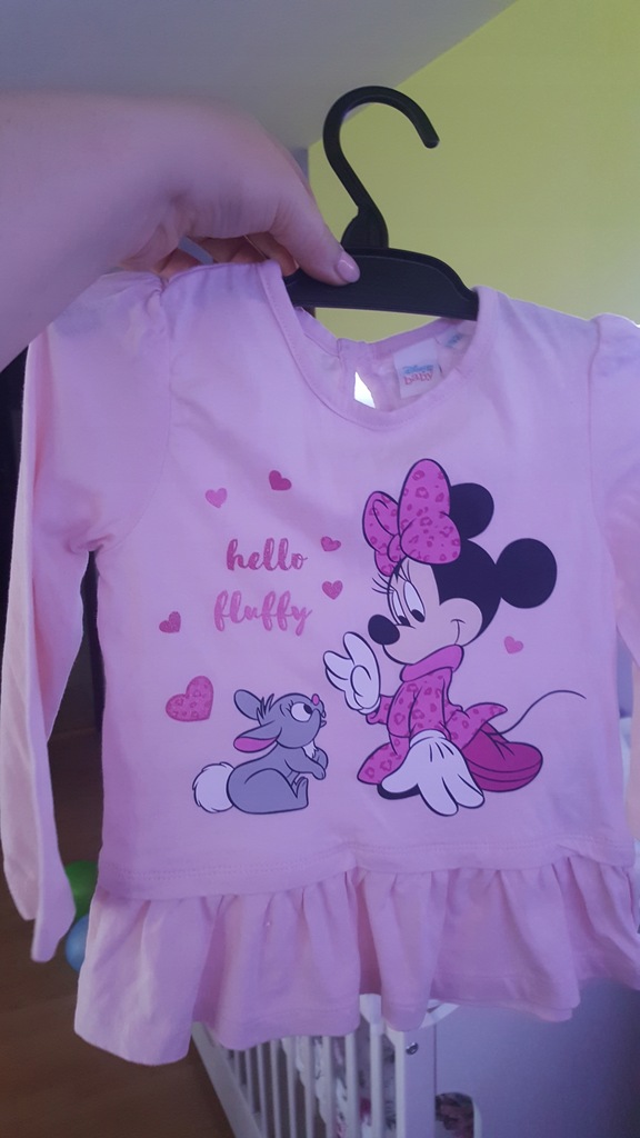 Piękna różowa bluzka z falbanką Disney Minnie 92