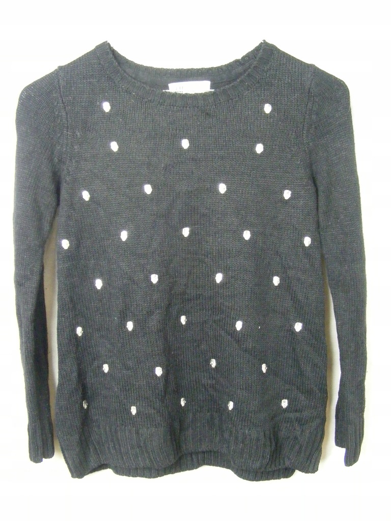 H&M sweter z metalicznymi czaszkami 134/140 cm