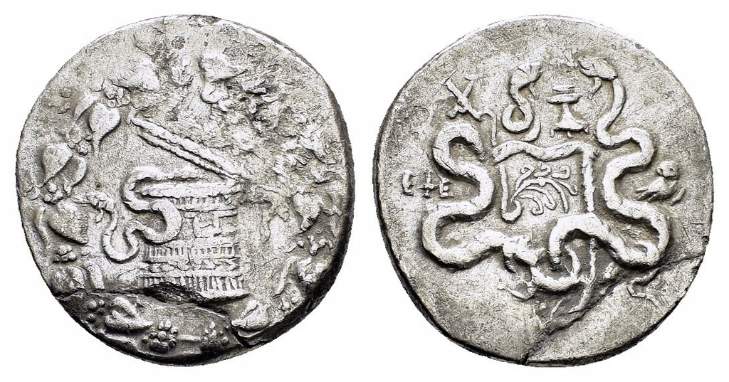 Efez (Jonia), tetradrachma cystoforowa, ciekawa z sową i ołtarzem