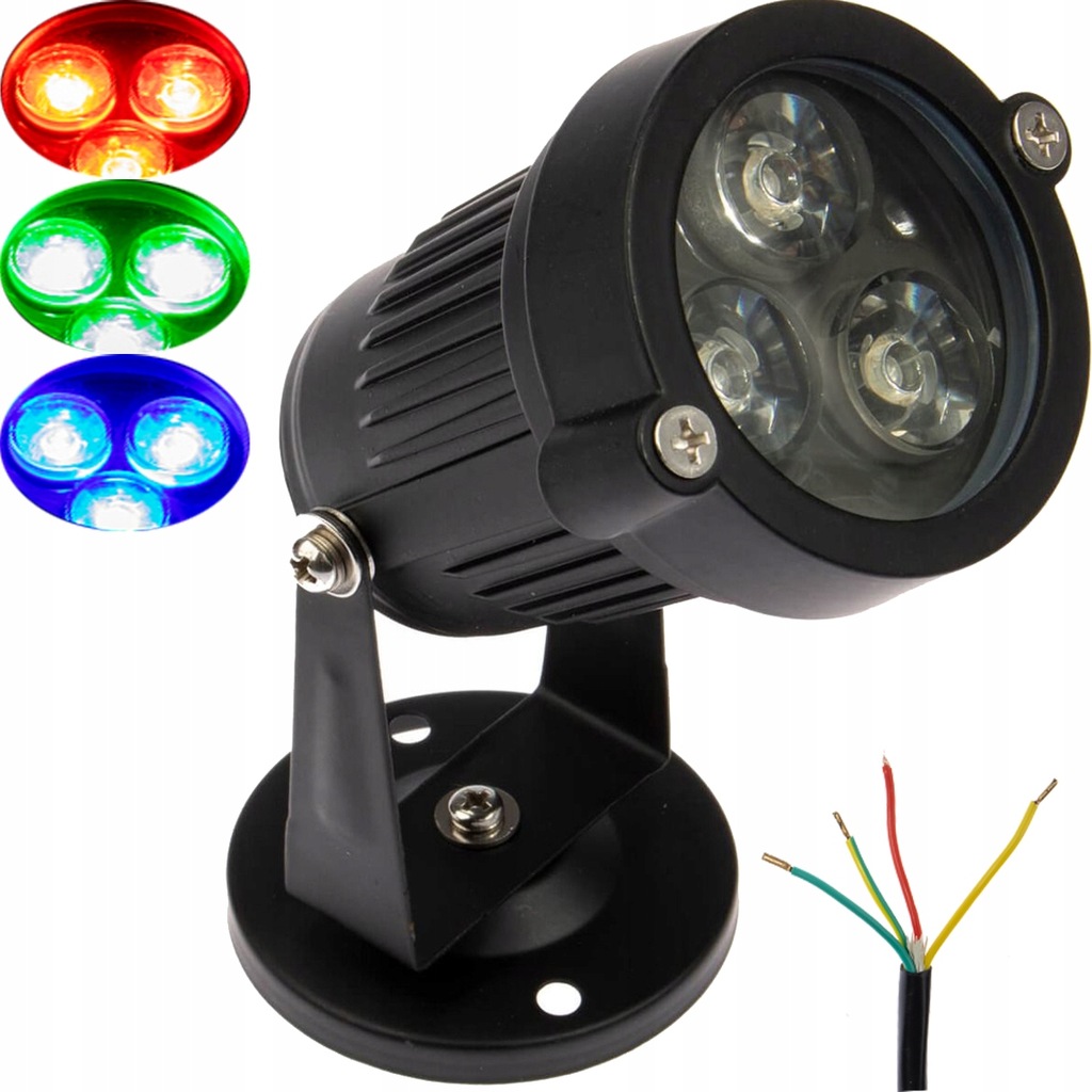 REFLEKTOR OGRODOWY WBIJANY LED 3W 12V IP65 RGB