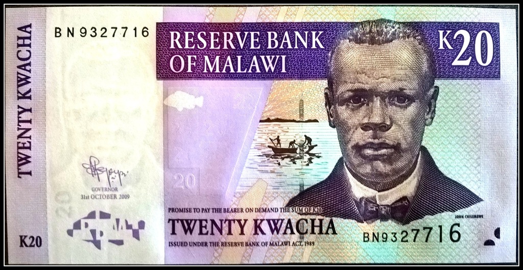 405. Banknot Malawi 20 Kwacha 2009r. UNC