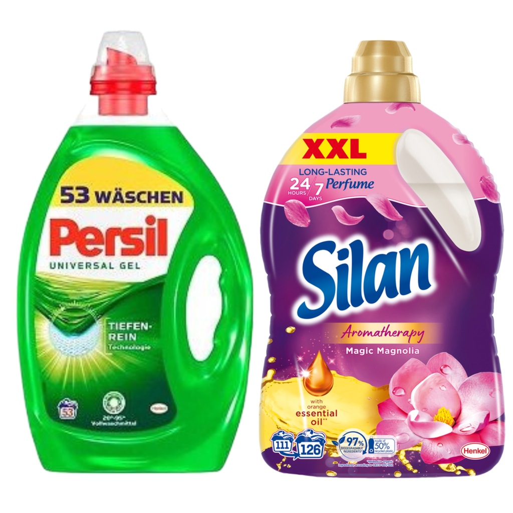 Persil żel do prania Universal 2,65L + Silan 2,77L