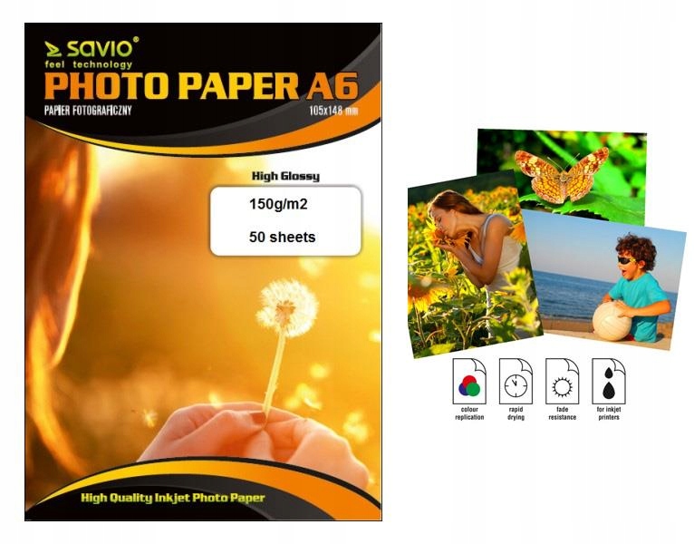 Papier fotograficzny SAVIO PA-03 A6 150g/m2 50 sz