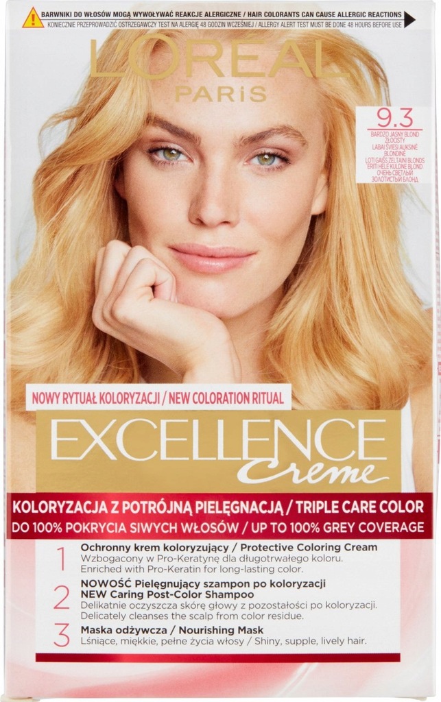 LOREAL EXCELLENCE CREME FARBA 9.3 BLOND ZŁOCISTY