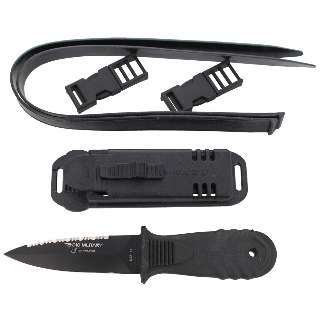 Nóż nurkowy FOX Tekno Military Black Blade 643/11