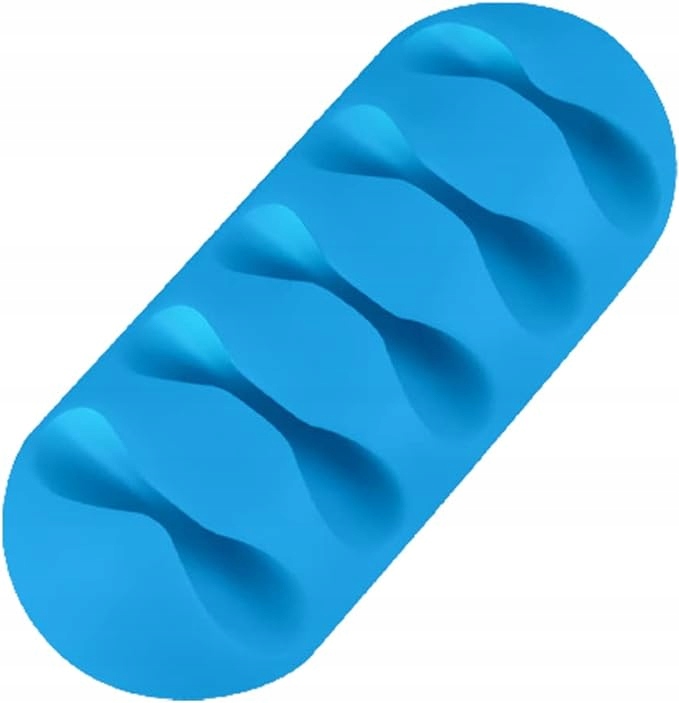 Uchwyt Zaciskowy do 5 Kabli Organizer Mini Silikonowy Samoprzylepny Niebies