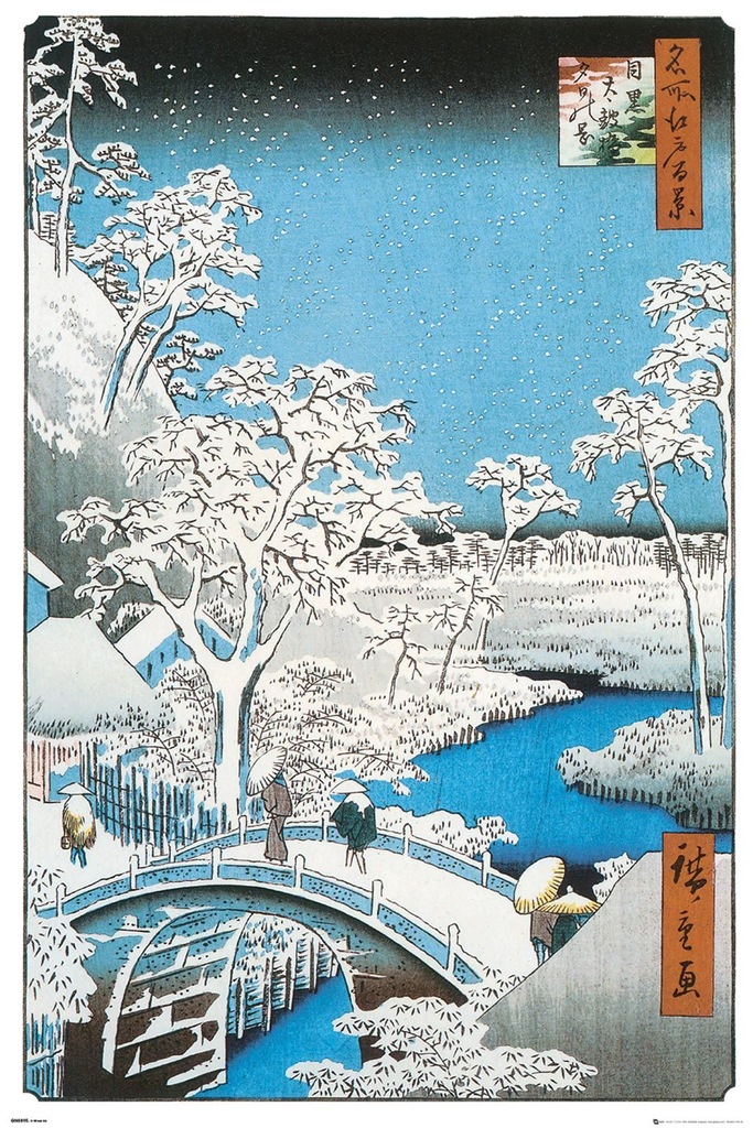 The Drum Bridge, zimowy pejzaż - plakat 61x91,5 cm
