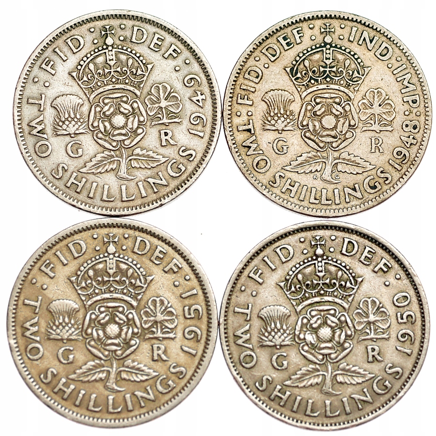 UK, GEORG VI, LOT 4 SZT 2 SHILLINGS 1948-51 (64)