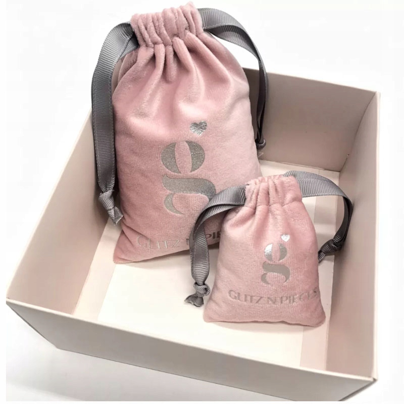 Pink Velvet Gift Bags Eyelashes Candle Cosmetics