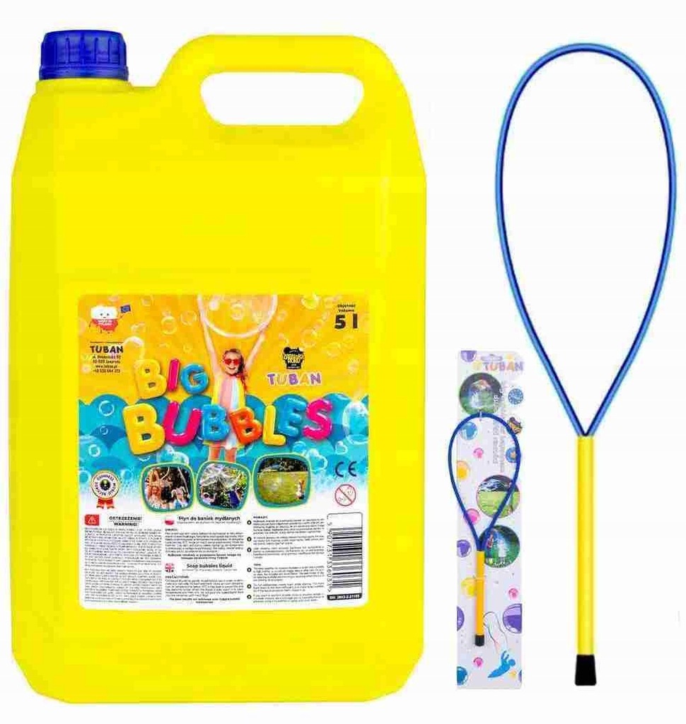 PŁYN DO DUŻYCH BANIEK MYDLANYCH TUBAN 5L + OBRĘCZ 35 CM BAŃKI MYDLANE
