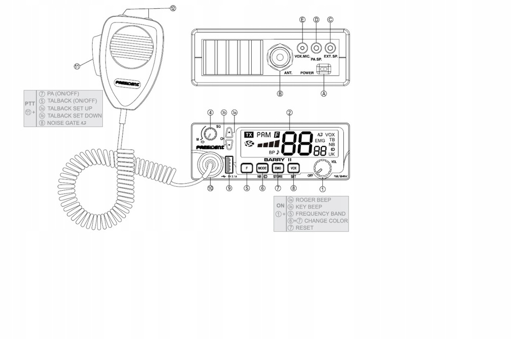 Купить CB RADIO PRESIDENT BARRY II 12/24 В ASC VOX: отзывы, фото, характеристики в интерне-магазине Aredi.ru