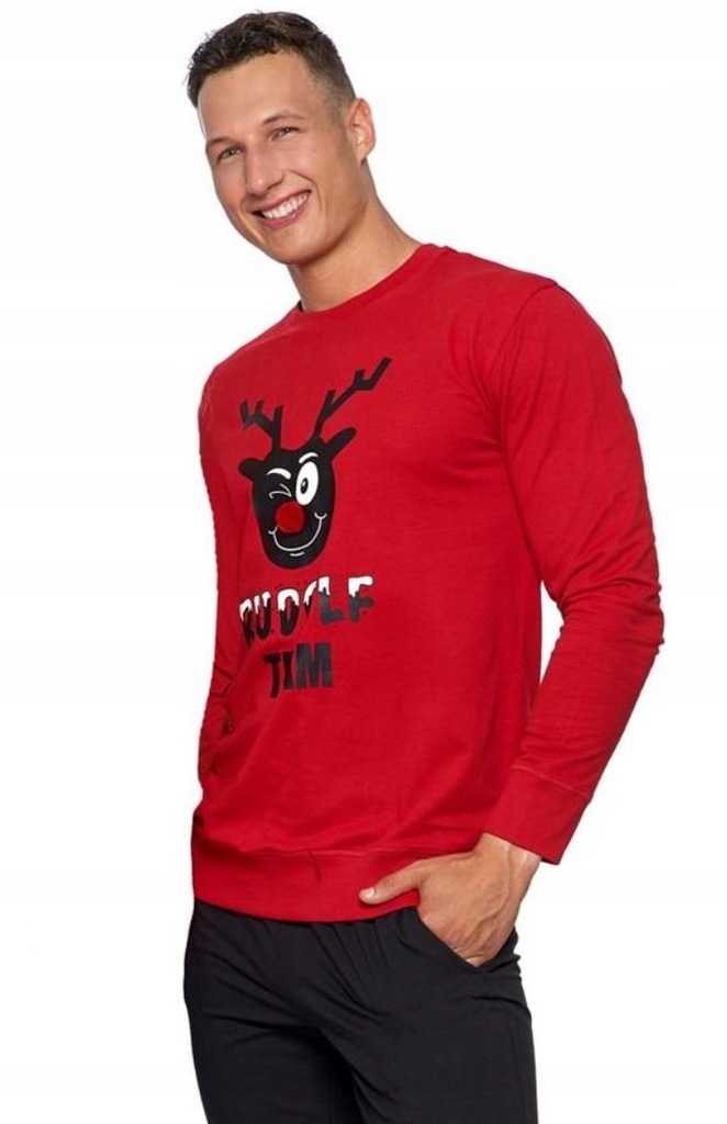 MORAJ bluza L 40 męska świąteczna czerwona Rudolf
