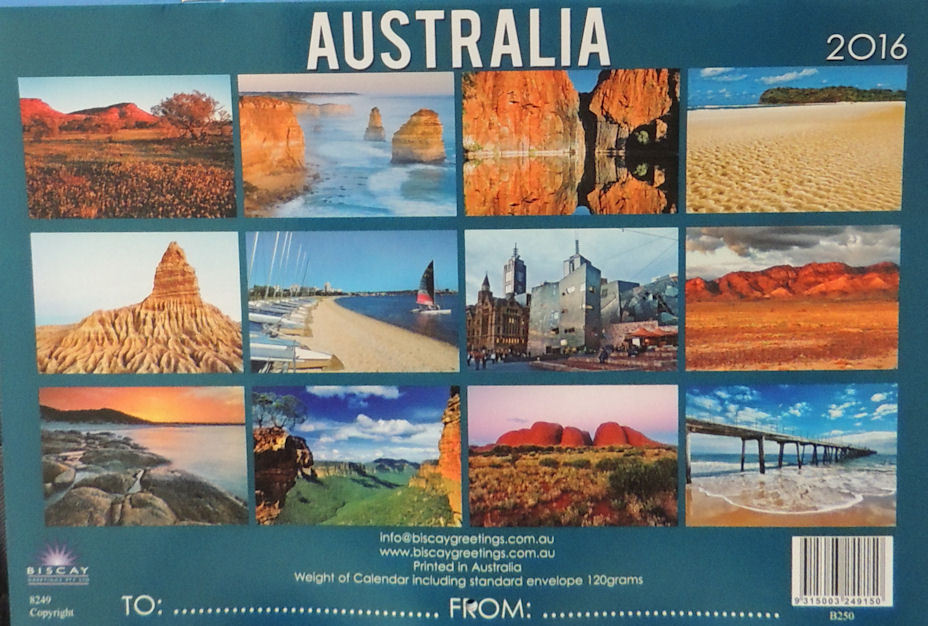 AUSTRALIA - składany kalendarz ścienny A4 na 2016