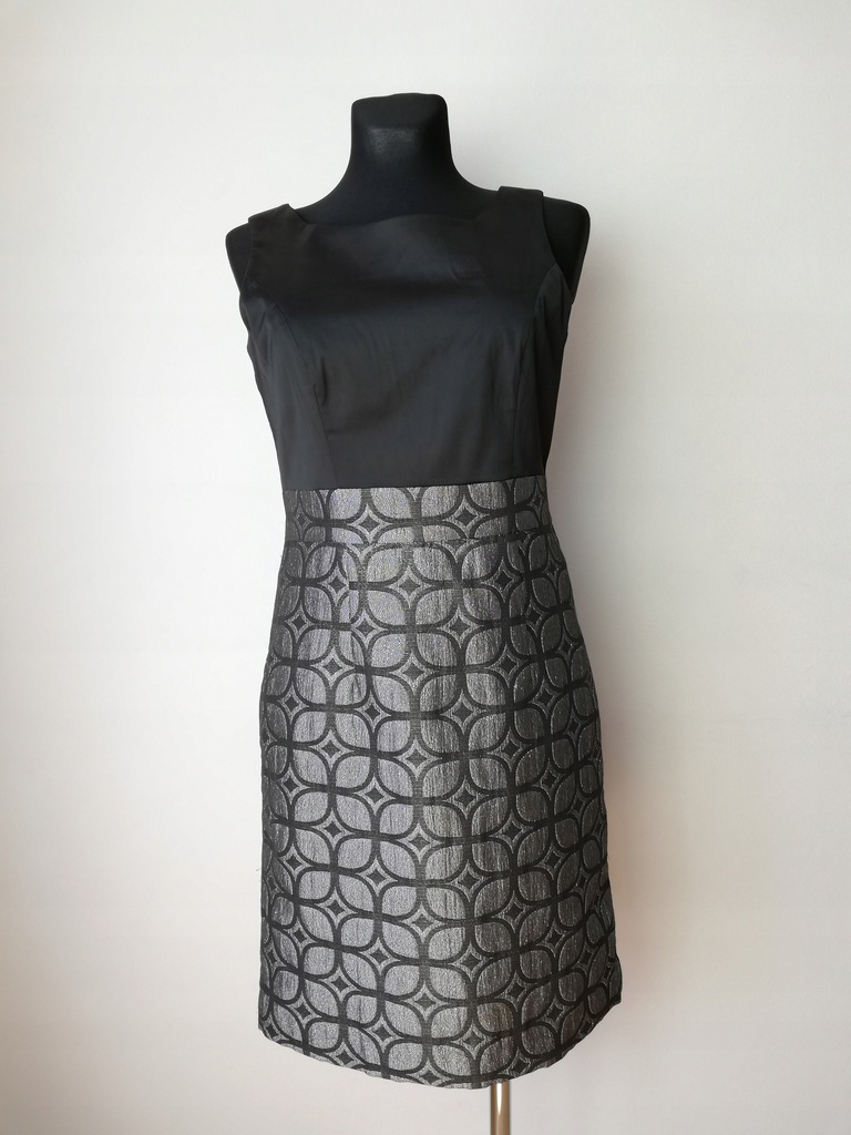 H&M Sukienka wieczorowa czarno - srebrna 38 M