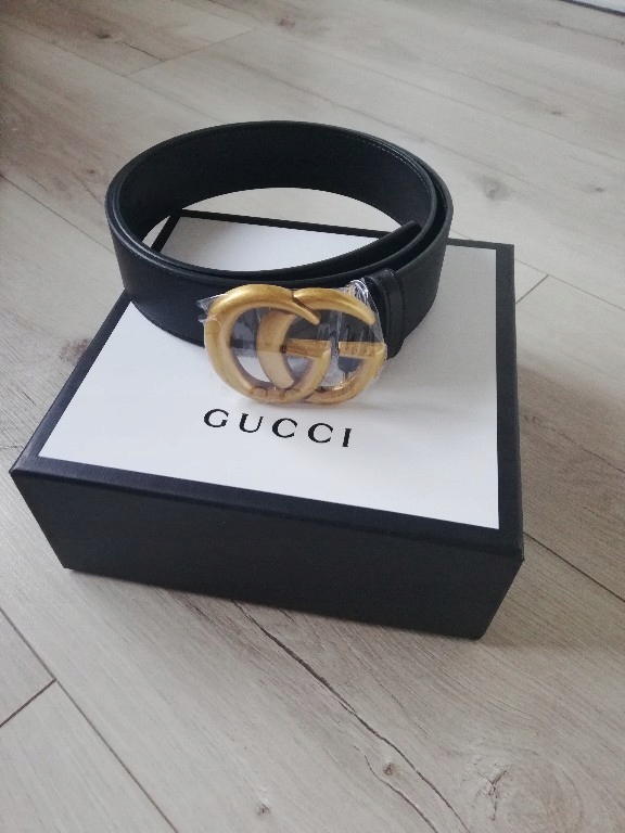 Pasek Gucci Skora Naturalna Zloty 3 8 Cm Roz 85 8143606347 Oficjalne Archiwum Allegro