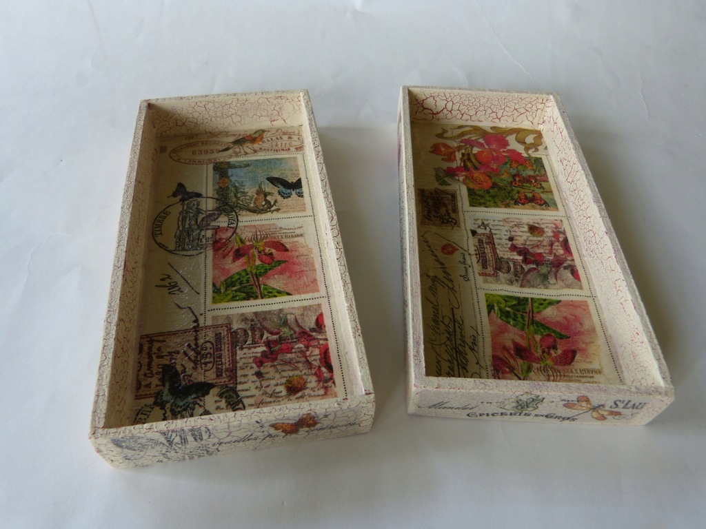 Tacki drewniane ozdobione decoupage 18 x 8cm 2szt