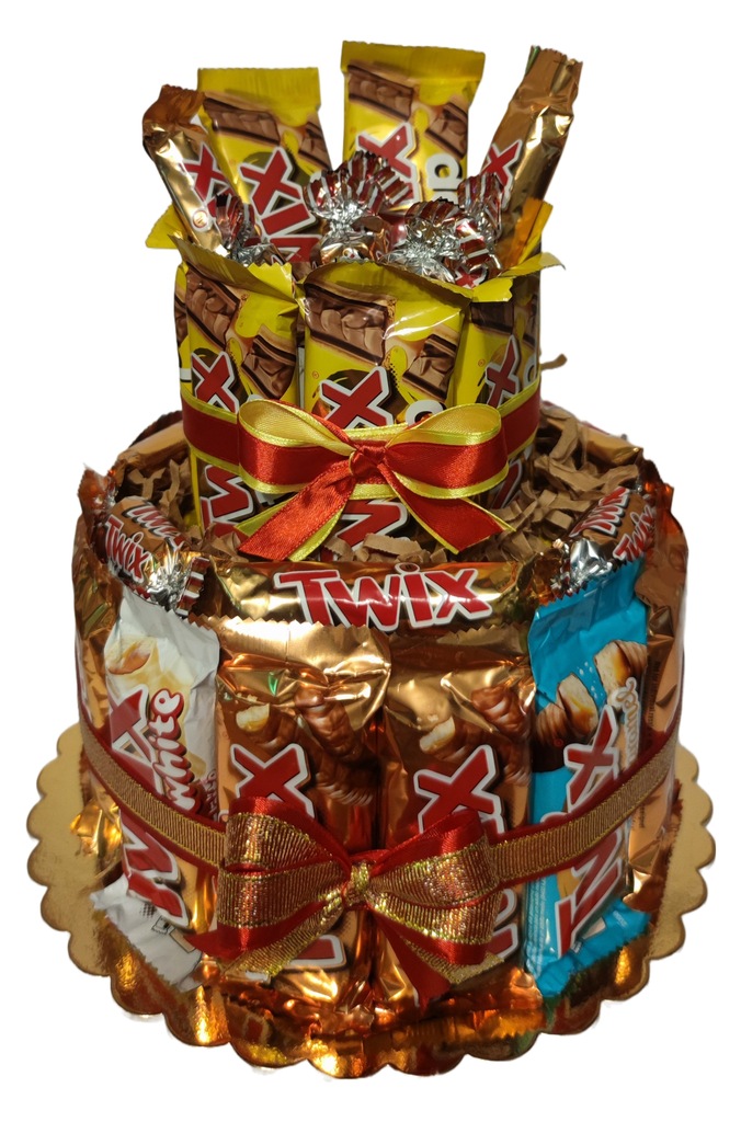 Tort z batonów twix, tort twixowy.