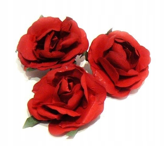 Papierowe róże CZERWONE ok. 4 cm/ 3 szt. kwiaty