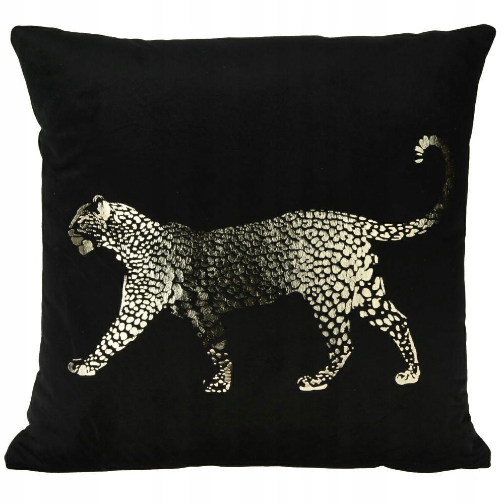 Poduszka z Aksamitu nadruk Leopard Złoty Glamour