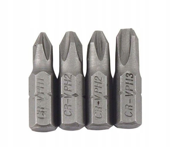 ZESTAW GROTÓW BITÓW KOŃCÓWEK KRZYZAKOWYCH DO WKRĘTARKI GROTY PH1 2x PH2 PH4
