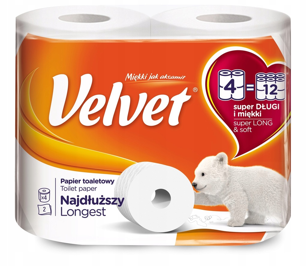Velvet Papier Toaletowy 2W NAJDŁUŻSZY - 4 rolki