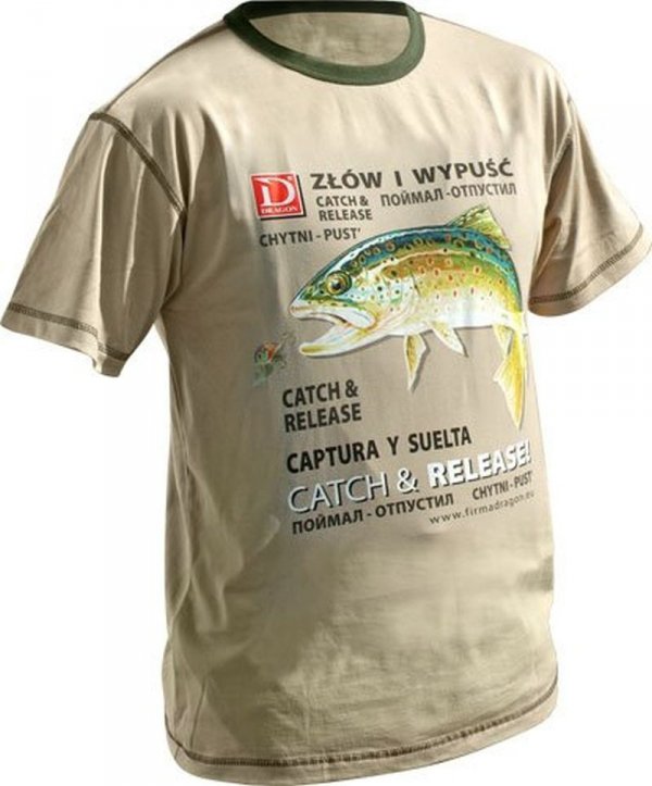 Dragon koszulka T-shirt Pstrąg Kolor Sand r. XL