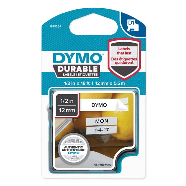 Купить ЛЕНТА DYMO D1 DURABLE 12x5,5 ВИНИЛ ЧЕРНАЯ/БЕЛАЯ: отзывы, фото, характеристики в интерне-магазине Aredi.ru