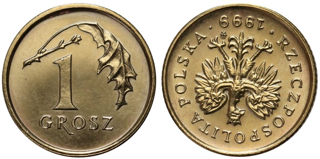 07.Polska, III RP, 1 gr. 1999, odwrotka 180 stopni