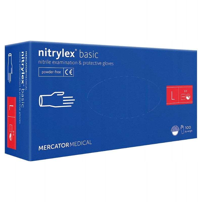 Rękawiczki Mercator Medical Nitrylex Basic r. L niebieskie 100 sztuk
